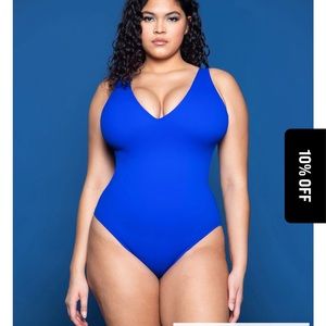 TA3 plungey one piece shaping corset swim suit in teal.